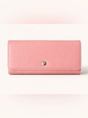 Levenger Pink Leather Wallet with Gold Accent